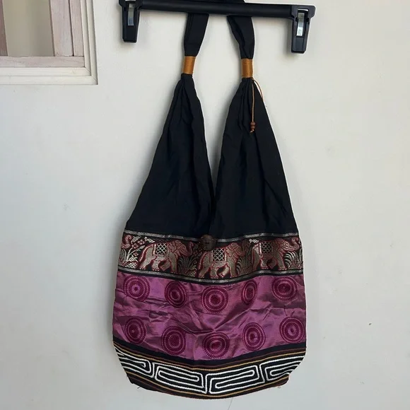 Boho Embroidered Elephant Bag Tote Hobo Satchel - Picture 3 of 4